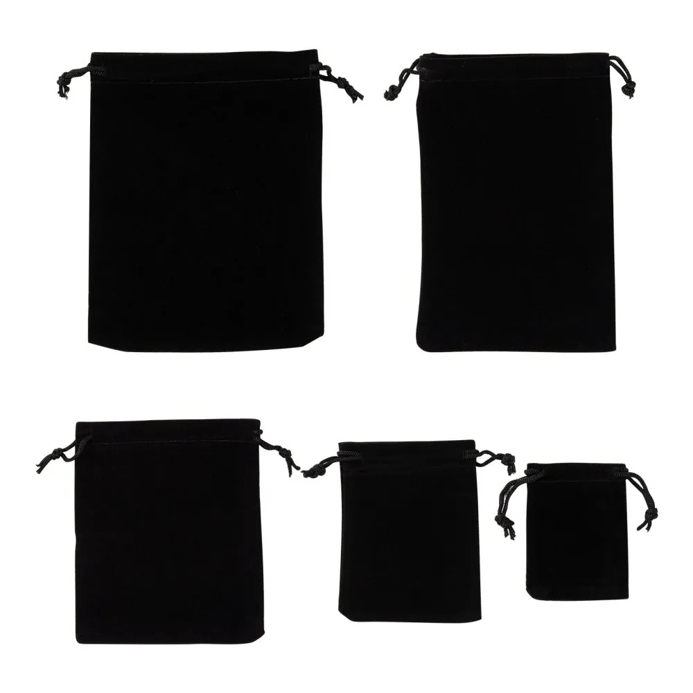 1 Bag 5 Style Rectangle Velvet Pouches, Candy Gift Bags Christmas Party Wedding Favors Bags, Black, 40pcs/bag