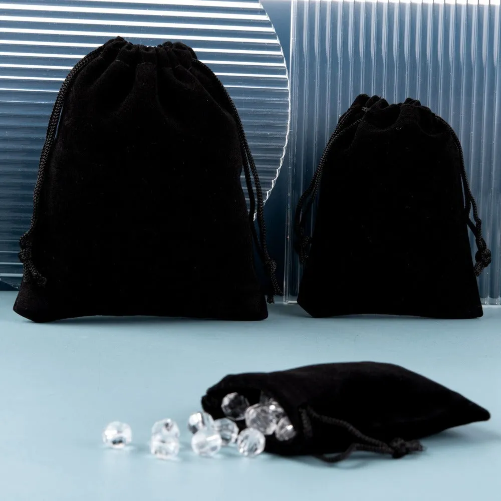 1 Bag 5 Style Rectangle Velvet Pouches, Candy Gift Bags Christmas Party Wedding Favors Bags, Black, 40pcs/bag