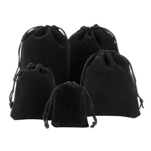 1 Bag 5 Style Rectangle Velvet Pouches, Candy Gift Bags Christmas Party Wedding Favors Bags, Black, 40pcs/bag