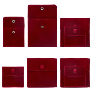 1 Bag 8Pcs 2 Styles Square Velvet Cloth Bag 7cm 10cm Dark Red Velvet Jewelry Bags with Snap Fastener Cloth Gift Pouches for Jewelry Bracelet Headphones Bag Beads Spice Gift Baggies