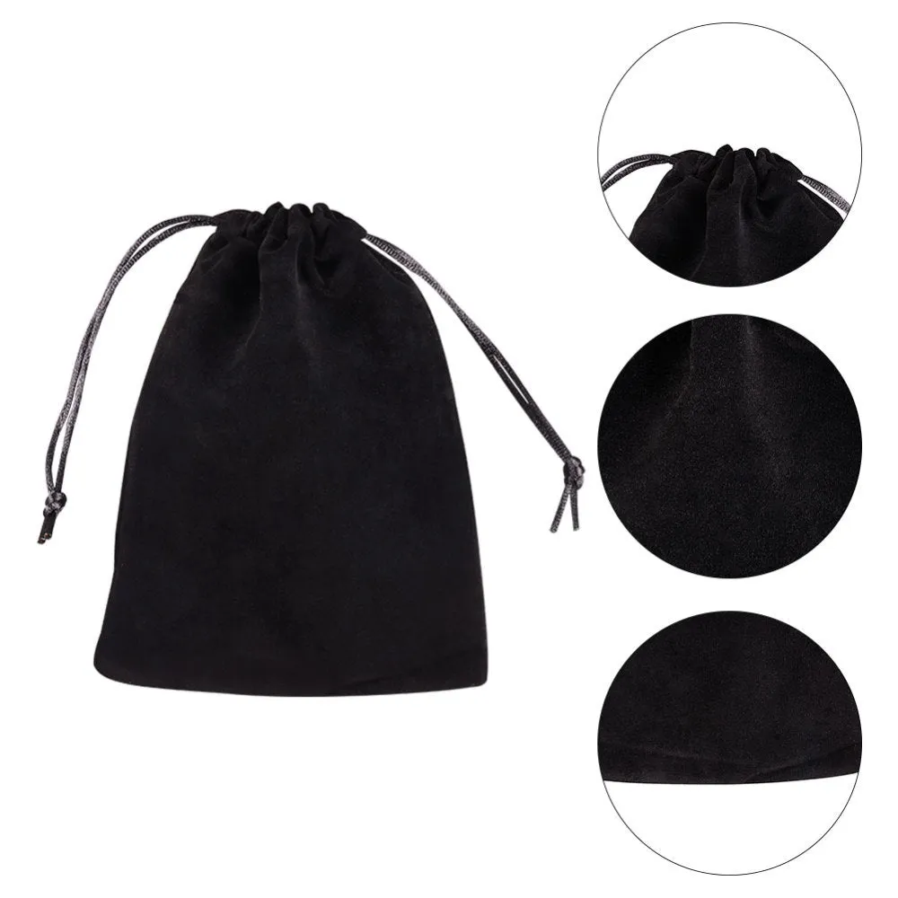 1 Set Rectangle Velvet Pouches, Drawable Pouches, Gift Bags, Black, 7x5cm