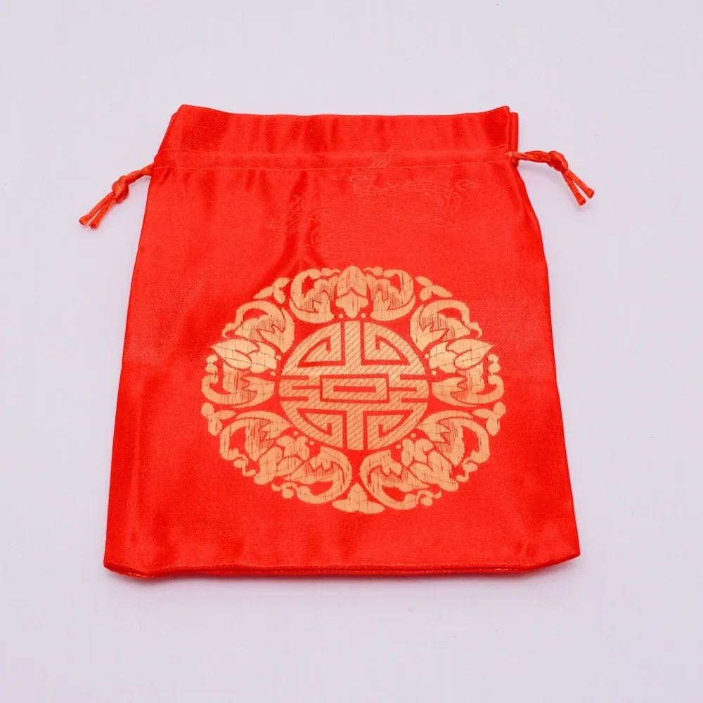10 pc Rectangle Damask Pouches, Candy Gift Bags Party Wedding Favors Bags, with Character Pattern, Red, 20.8x15x0.05cm