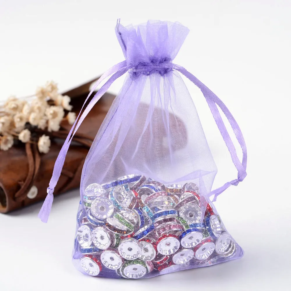 100 pc Organza Gift Bags with Drawstring, Jewelry Pouches, Wedding Party Christmas Favor Gift Bags, Red, 15x10cm