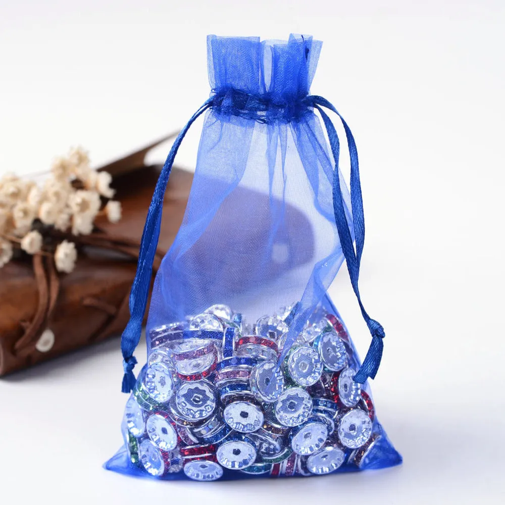 100 pc Organza Gift Bags with Drawstring, Jewelry Pouches, Wedding Party Christmas Favor Gift Bags, Red, 15x10cm