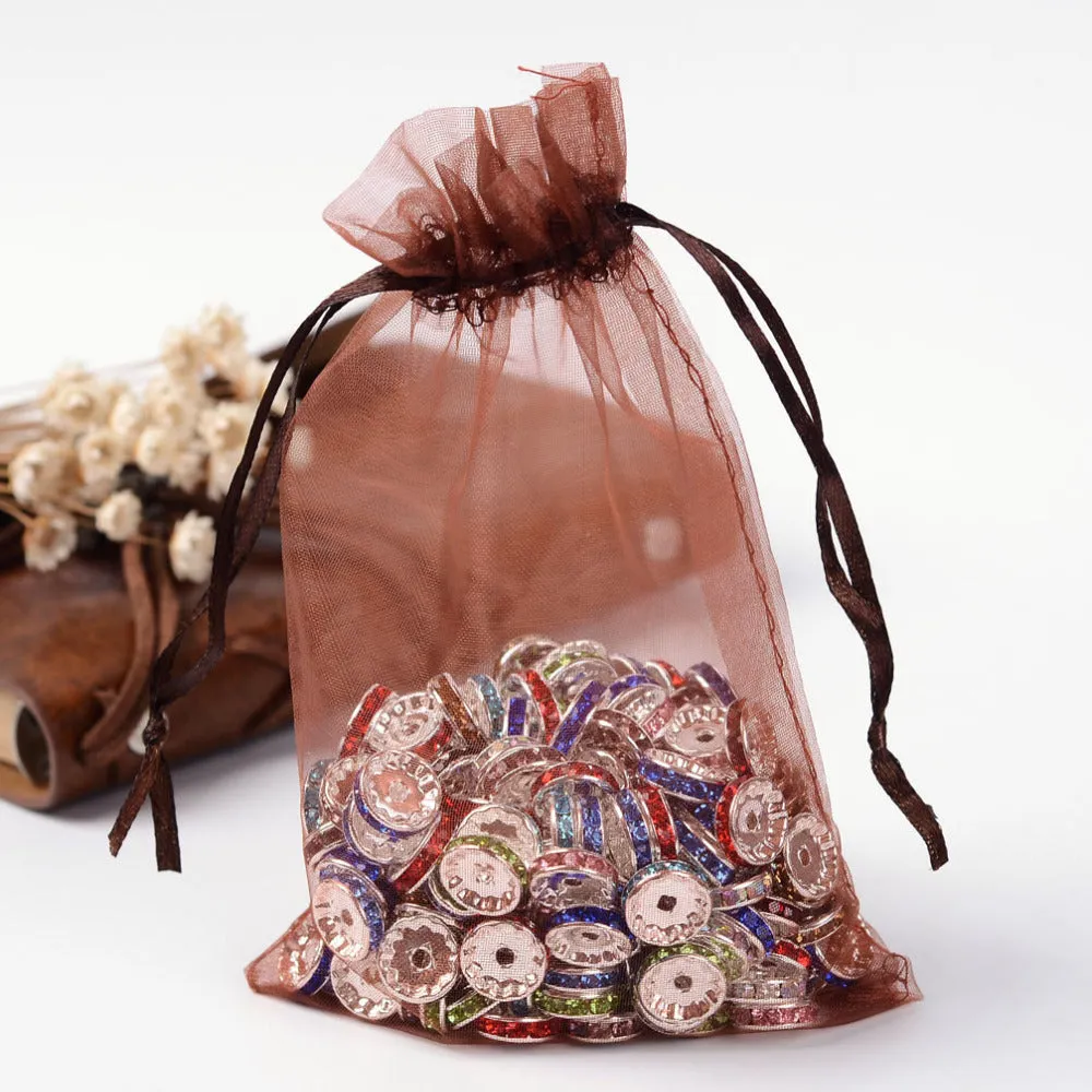 100 pc Organza Gift Bags with Drawstring, Jewelry Pouches, Wedding Party Christmas Favor Gift Bags, Red, 15x10cm