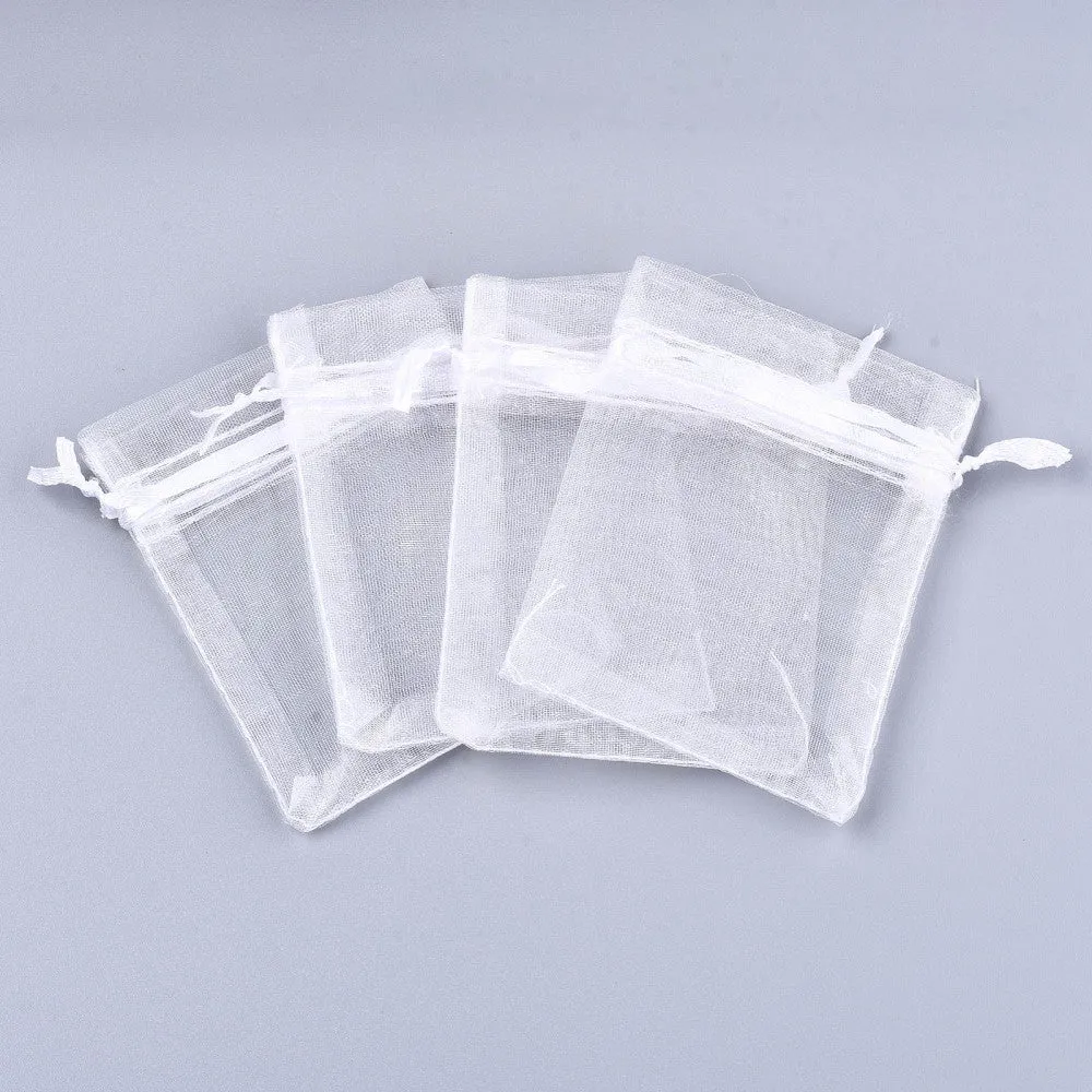 100 pc Organza Gift Bags with Drawstring, Jewelry Pouches, Wedding Party Christmas Favor Gift Bags, Red, 15x10cm
