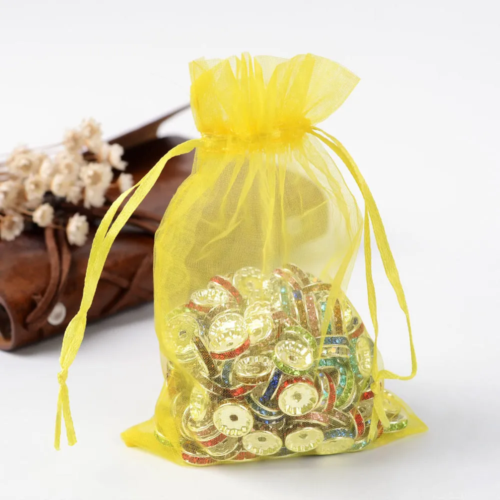 100 pc Organza Gift Bags with Drawstring, Jewelry Pouches, Wedding Party Christmas Favor Gift Bags, Red, 15x10cm