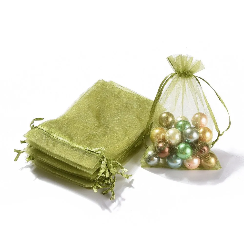 100 pc Organza Gift Bags with Drawstring, Jewelry Pouches, Wedding Party Christmas Favor Gift Bags, Red, 15x10cm