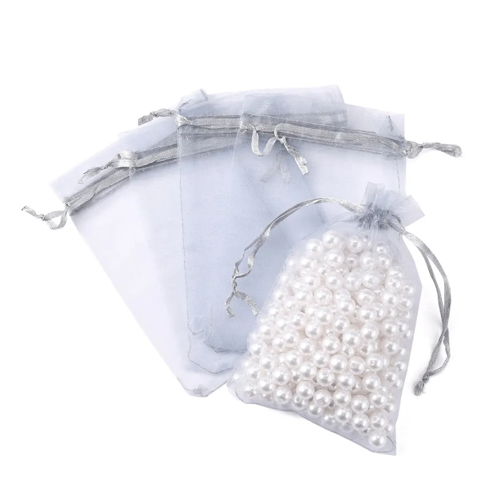 100 pc Organza Gift Bags with Drawstring, Jewelry Pouches, Wedding Party Christmas Favor Gift Bags, Red, 15x10cm