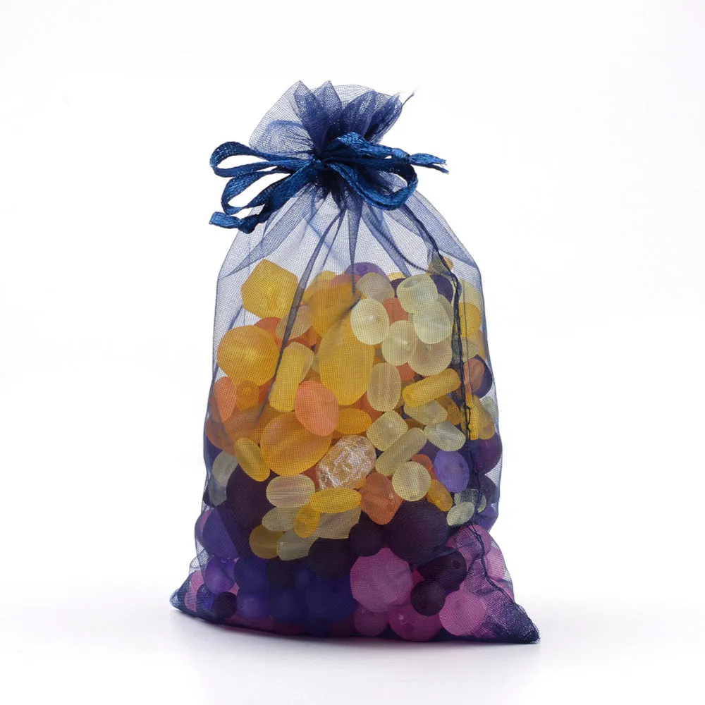 100 pc Organza Gift Bags with Drawstring, Jewelry Pouches, Wedding Party Christmas Favor Gift Bags, Red, 15x10cm