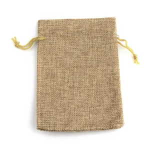 20 pc Polyester Imitation Burlap Packing Pouches Drawstring Bags, Peru, 9x7cm