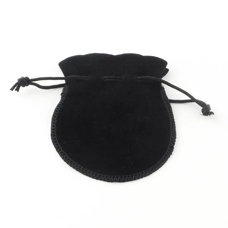 200 pc Velvet Bags, Calabash Shape Drawstring Jewelry Pouches, Black, 9x7cm
