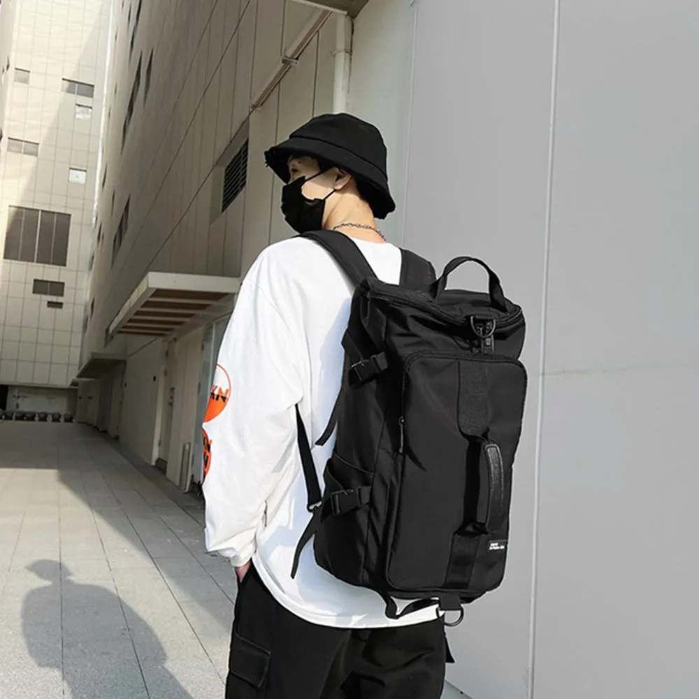 3-in-1 Sports Duffle Bag Travel Backpack Weekender Overnight Bag Black