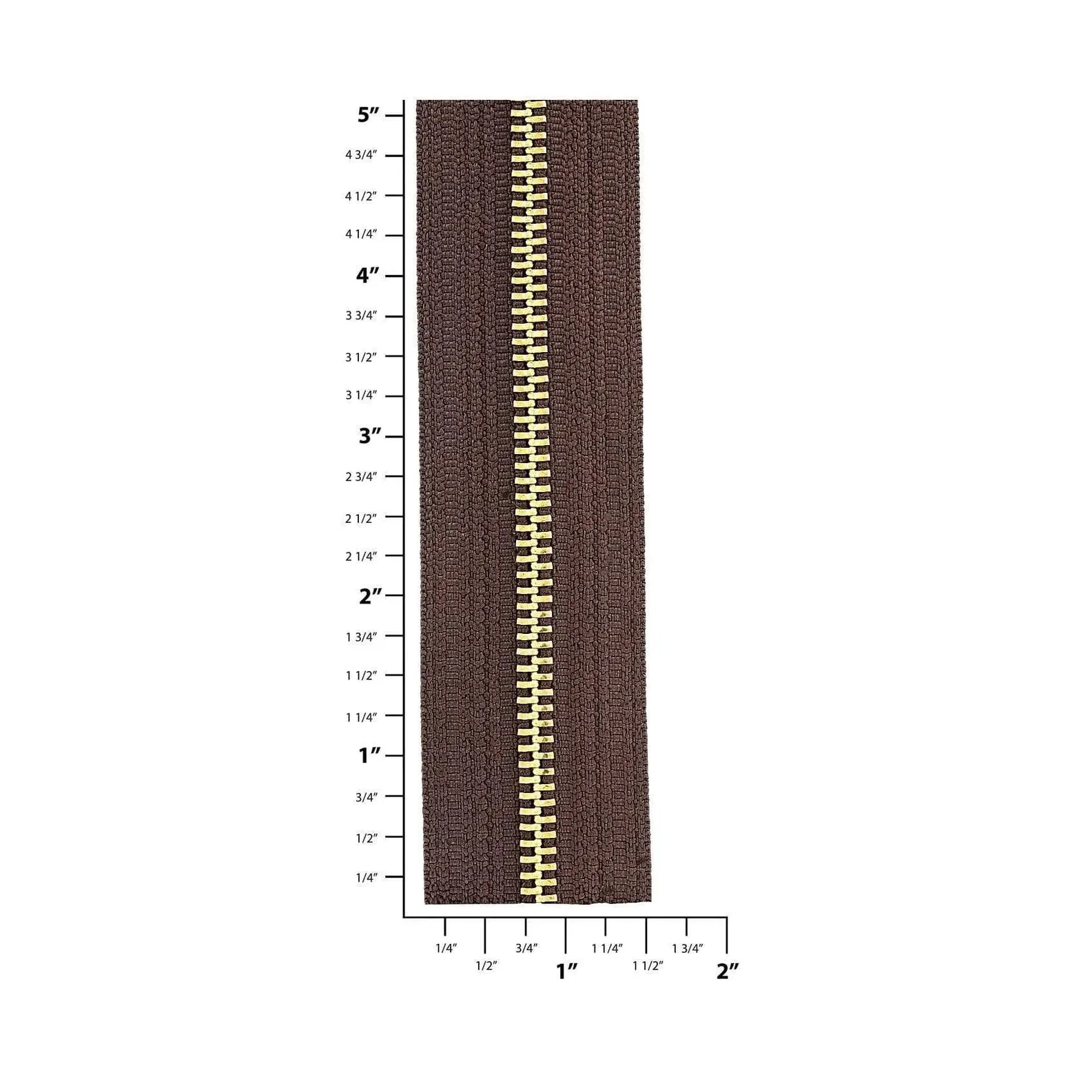 #5 Brown, YKK Metal Chain Zipper Tape with Brass Teeth, #5M-BRO-B