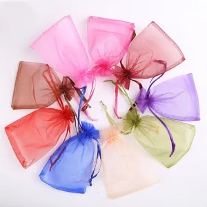 50pcs/lot Adjustable Organza Jewelry or Favor Bag Wedding Party Decoration Gift Bags Display Packaging Jewelry Pouches