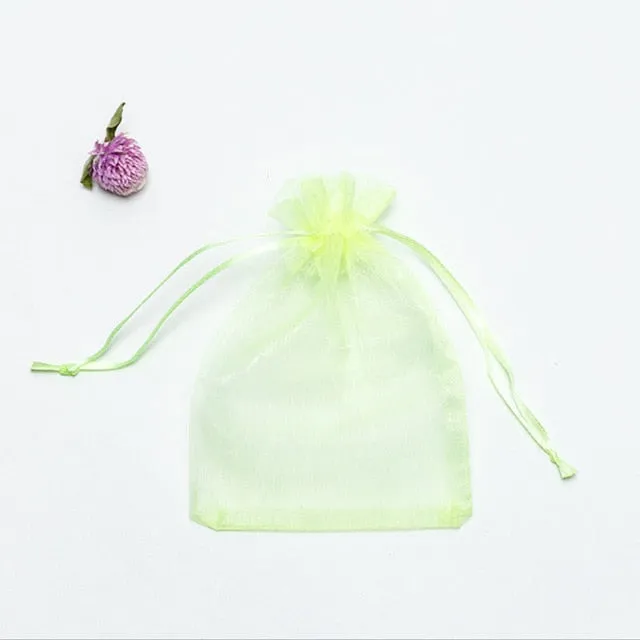 50pcs/lot Adjustable Organza Jewelry or Favor Bag Wedding Party Decoration Gift Bags Display Packaging Jewelry Pouches