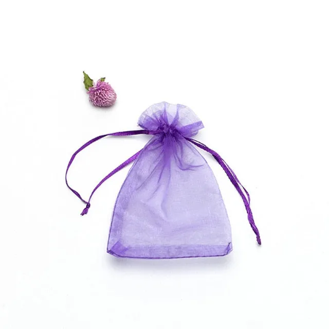 50pcs/lot Adjustable Organza Jewelry or Favor Bag Wedding Party Decoration Gift Bags Display Packaging Jewelry Pouches