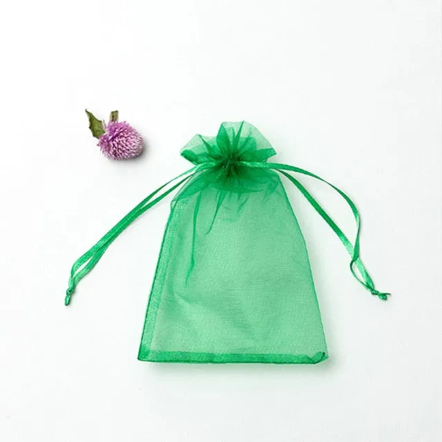 50pcs/lot Adjustable Organza Jewelry or Favor Bag Wedding Party Decoration Gift Bags Display Packaging Jewelry Pouches
