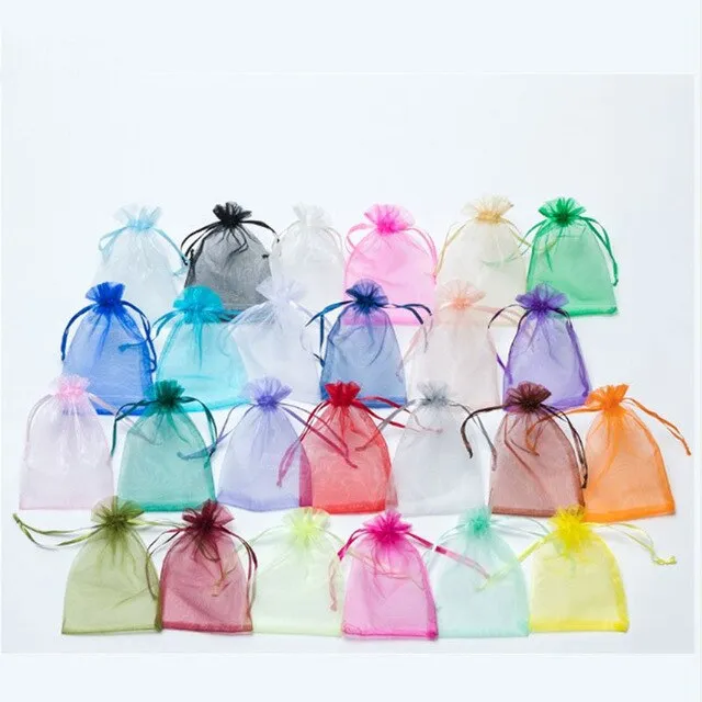 50pcs/lot Adjustable Organza Jewelry or Favor Bag Wedding Party Decoration Gift Bags Display Packaging Jewelry Pouches