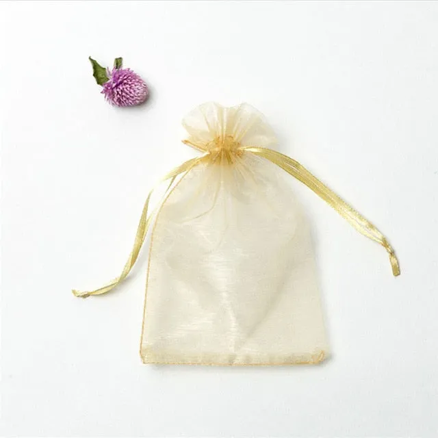 50pcs/lot Adjustable Organza Jewelry or Favor Bag Wedding Party Decoration Gift Bags Display Packaging Jewelry Pouches
