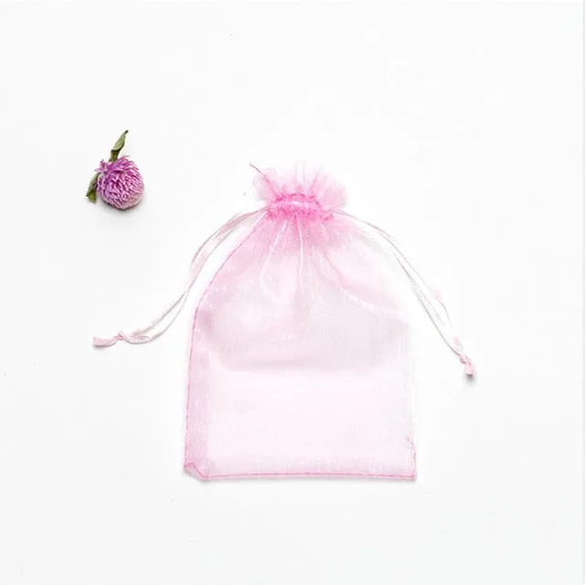 50pcs/lot Adjustable Organza Jewelry or Favor Bag Wedding Party Decoration Gift Bags Display Packaging Jewelry Pouches