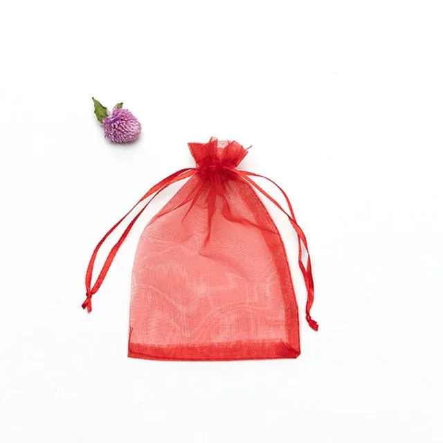 50pcs/lot Adjustable Organza Jewelry or Favor Bag Wedding Party Decoration Gift Bags Display Packaging Jewelry Pouches