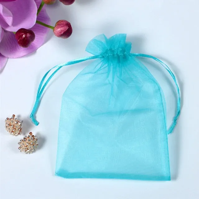50pcs/lot Adjustable Organza Jewelry or Favor Bag Wedding Party Decoration Gift Bags Display Packaging Jewelry Pouches
