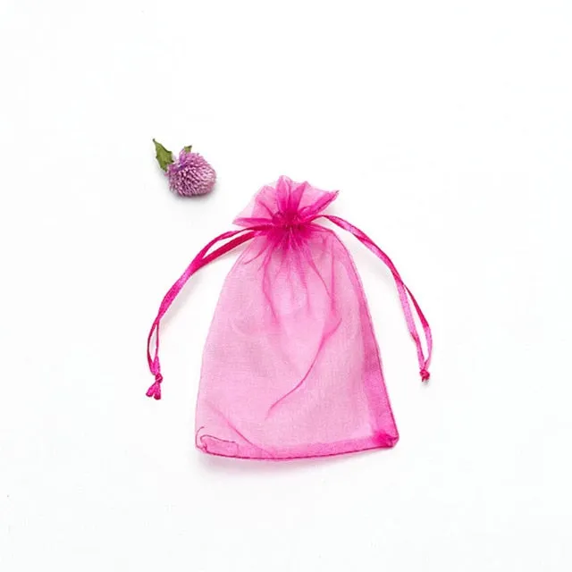 50pcs/lot Adjustable Organza Jewelry or Favor Bag Wedding Party Decoration Gift Bags Display Packaging Jewelry Pouches