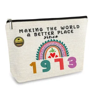 51st Birthday Gifts for Women, Funny 1973 51st Birthday Decorations Makeup Bag, Anniversary 51 Year Old Gift Ideas for Her, Wife, Sister, Mom, Aunt, Cool Cosmetic Travel Bags for Mothers Day Christmas