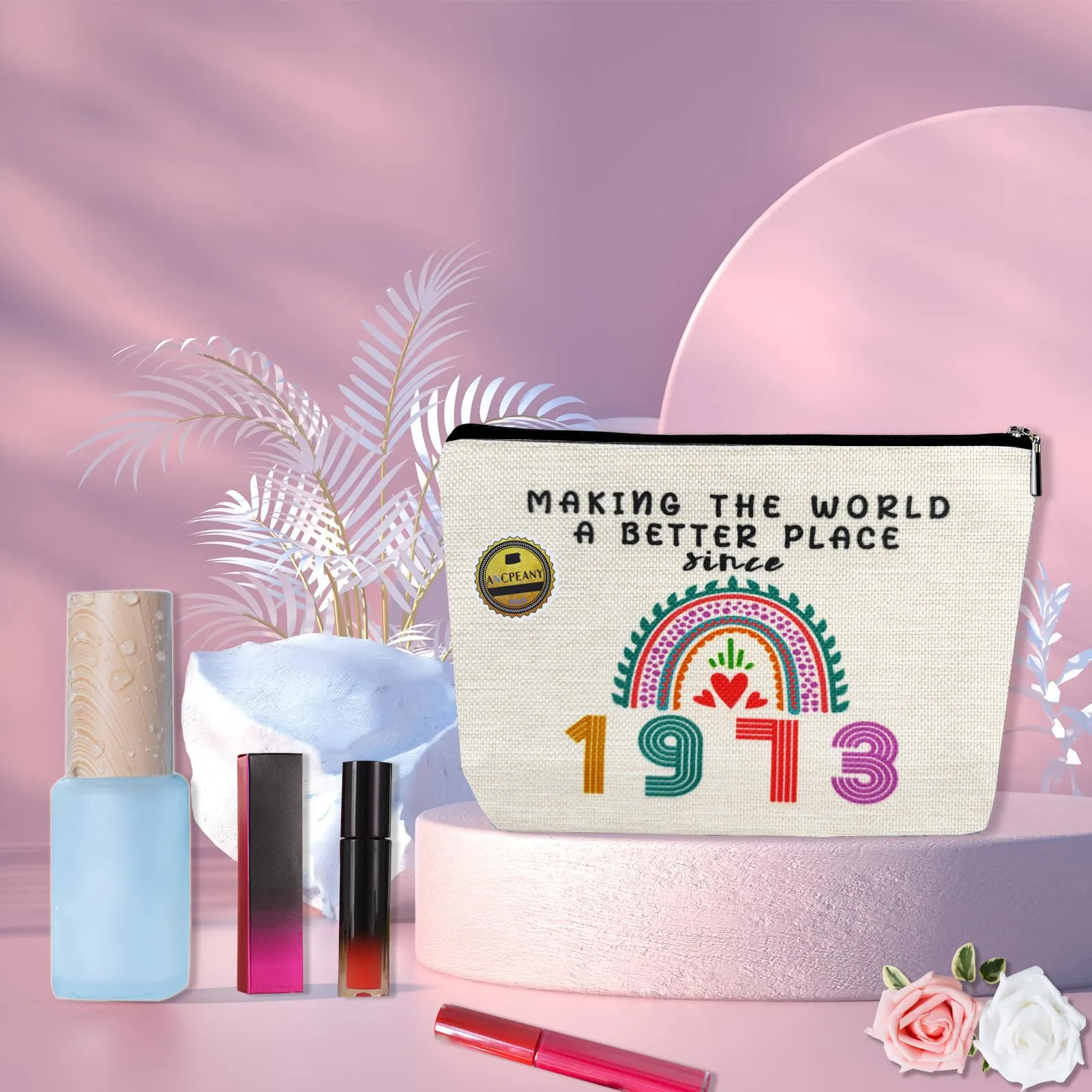 51st Birthday Gifts for Women, Funny 1973 51st Birthday Decorations Makeup Bag, Anniversary 51 Year Old Gift Ideas for Her, Wife, Sister, Mom, Aunt, Cool Cosmetic Travel Bags for Mothers Day Christmas