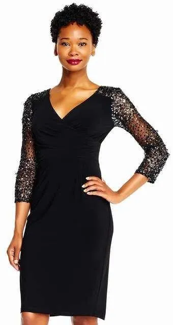 Adrianna Papell AP1E201493 Short V-Neck Cocktail Party Dress
