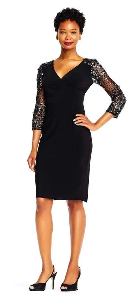 Adrianna Papell AP1E201493 Short V-Neck Cocktail Party Dress