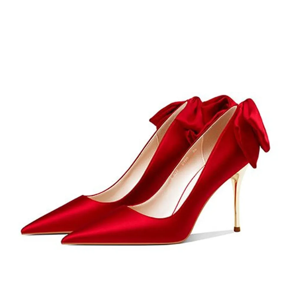 Amozae   New Fashion Spring Summer Slid Pumps High Thin Heels Bow Heels Pointed Toe Sext Style Women Weeding Party Dress Shoes