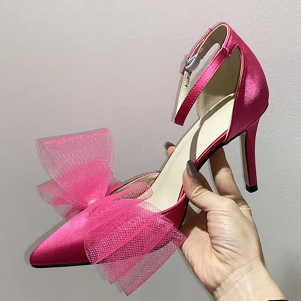 Amozae   New Fashion Spring Summer Slid Pumps High Thin Heels Bow Heels Pointed Toe Sext Style Women Weeding Party Dress Shoes