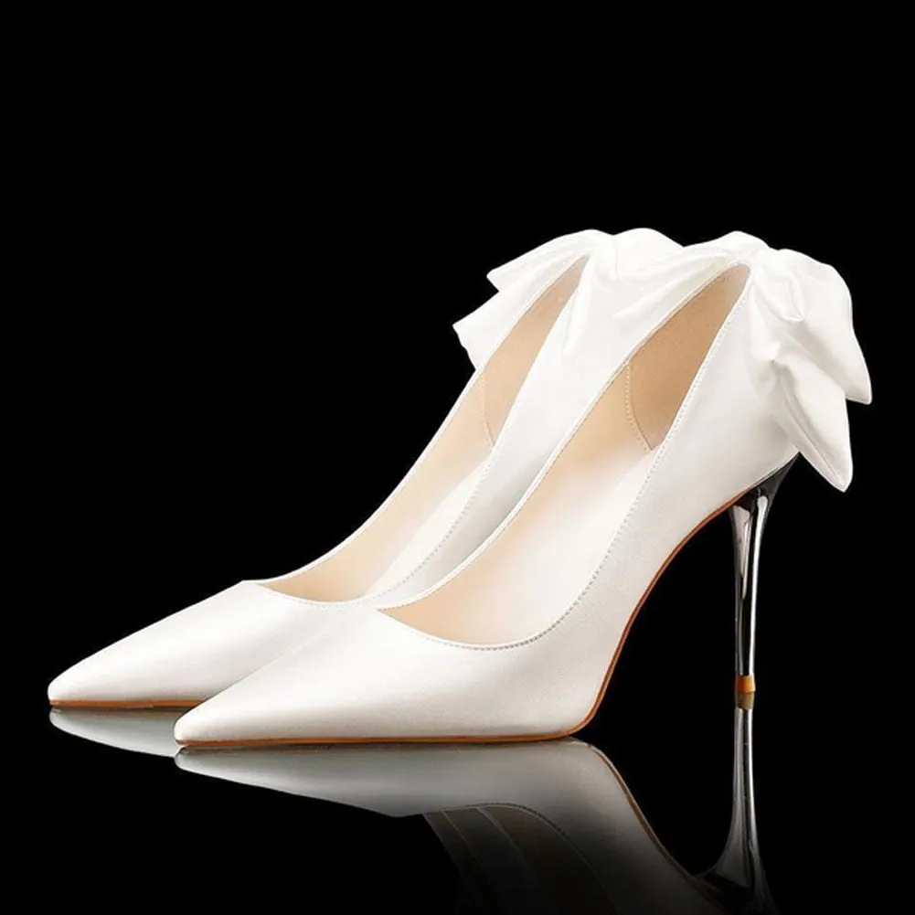 Amozae   New Fashion Spring Summer Slid Pumps High Thin Heels Bow Heels Pointed Toe Sext Style Women Weeding Party Dress Shoes