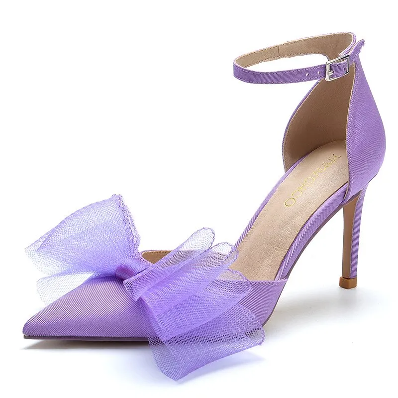 Amozae   New Fashion Spring Summer Slid Pumps High Thin Heels Bow Heels Pointed Toe Sext Style Women Weeding Party Dress Shoes