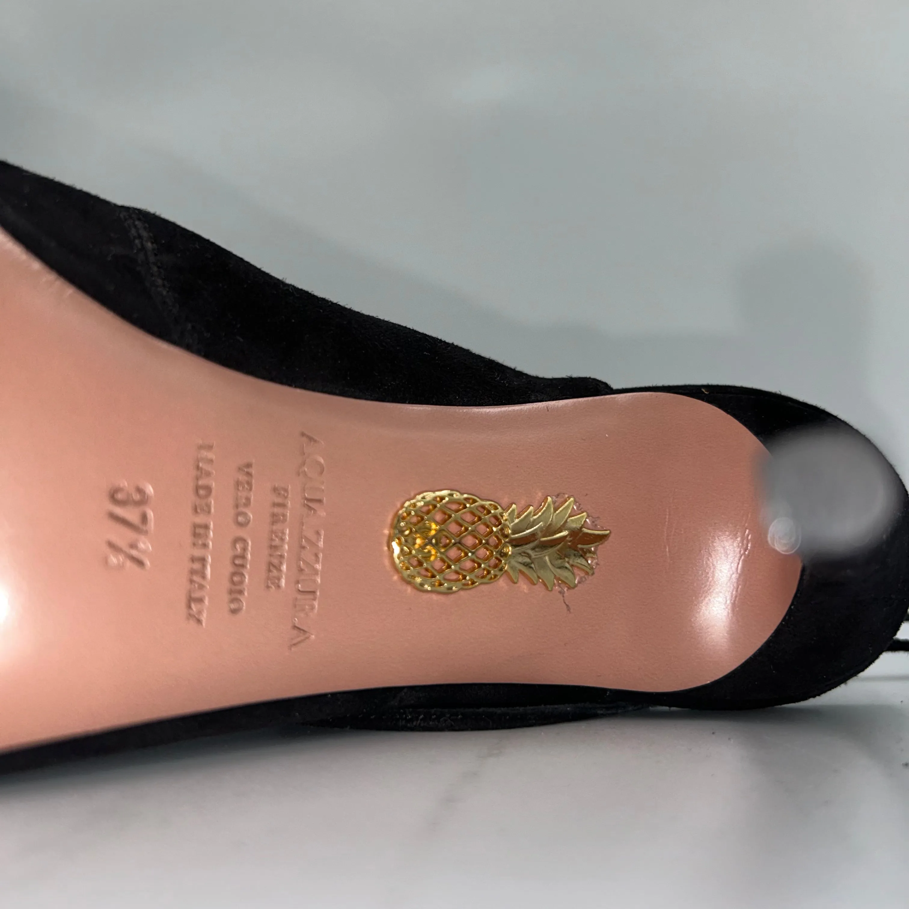 Aquazurra Brand New Black Suede Mar Sandal Heels 37.5