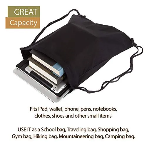 Army Force Gear Jeep an American Tradition Eco-Friendly Canvas Draw String Gym Bag Black & White