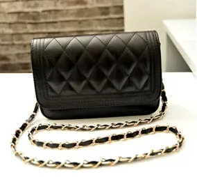 Back to College Lozenge Fashion handbags High quality PU leather Women bag Sweet girl chain small square package Lattice shoulder Female bag