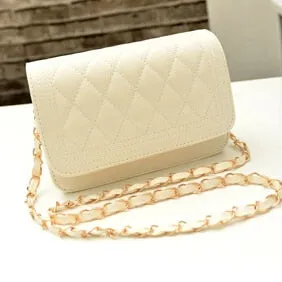 Back to College Lozenge Fashion handbags High quality PU leather Women bag Sweet girl chain small square package Lattice shoulder Female bag