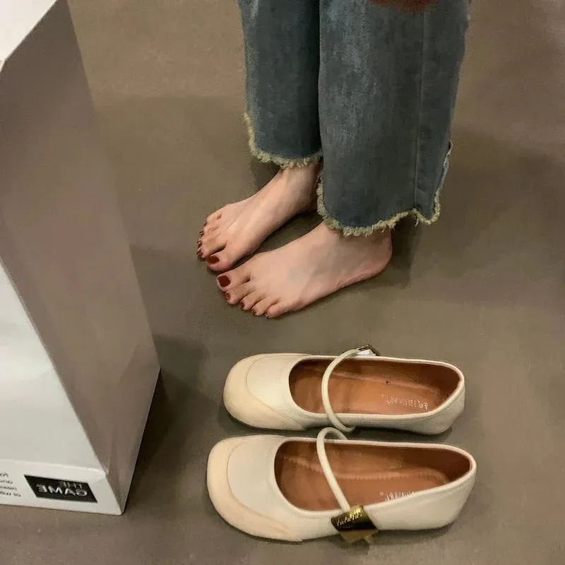 binfenxie  -  Vintage Spring Women Mary Jane Shoes Fashion Ladies Casual Soft Sole Flats Women's Comfort Slip On Grandma's Shoes
