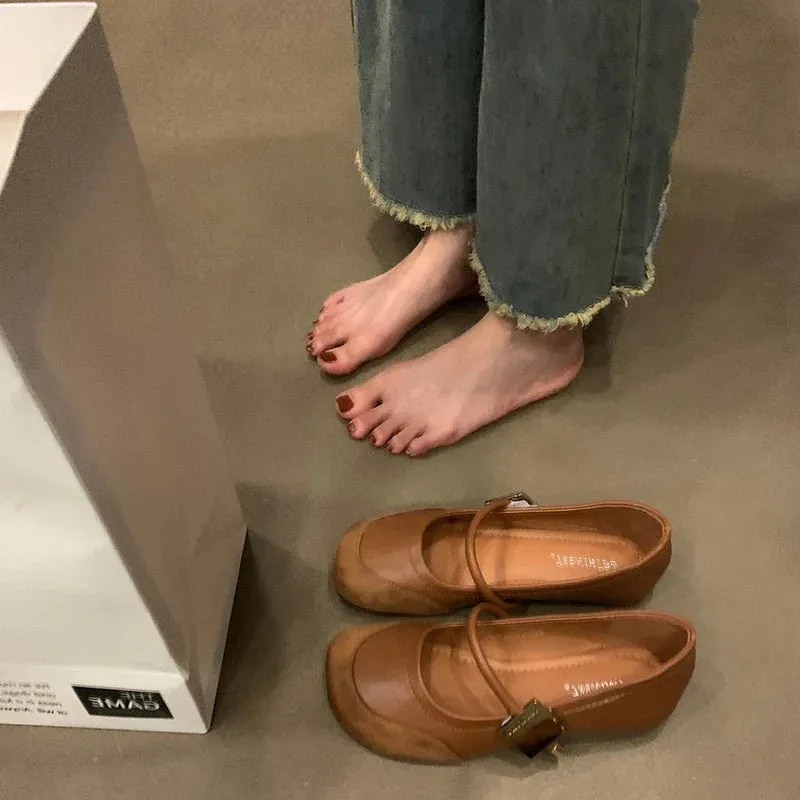 binfenxie  -  Vintage Spring Women Mary Jane Shoes Fashion Ladies Casual Soft Sole Flats Women's Comfort Slip On Grandma's Shoes