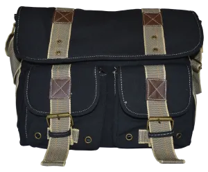 Black Classic Canvas Messenger Bag
