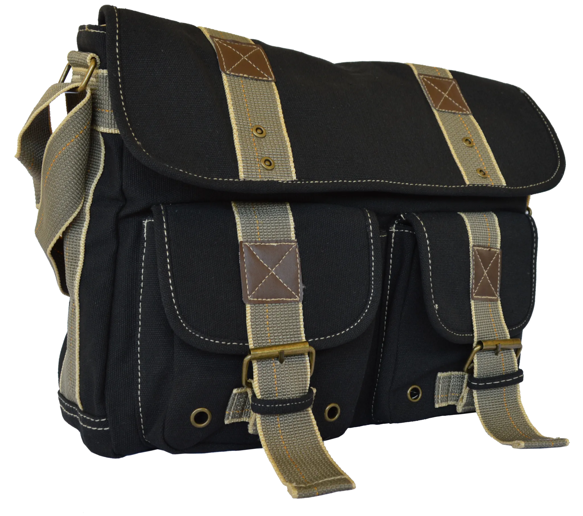 Black Classic Canvas Messenger Bag