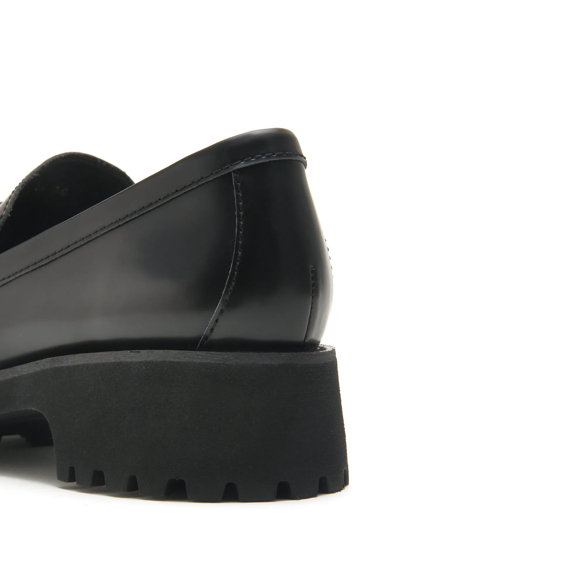 Black Leather Platform Penny Loafers