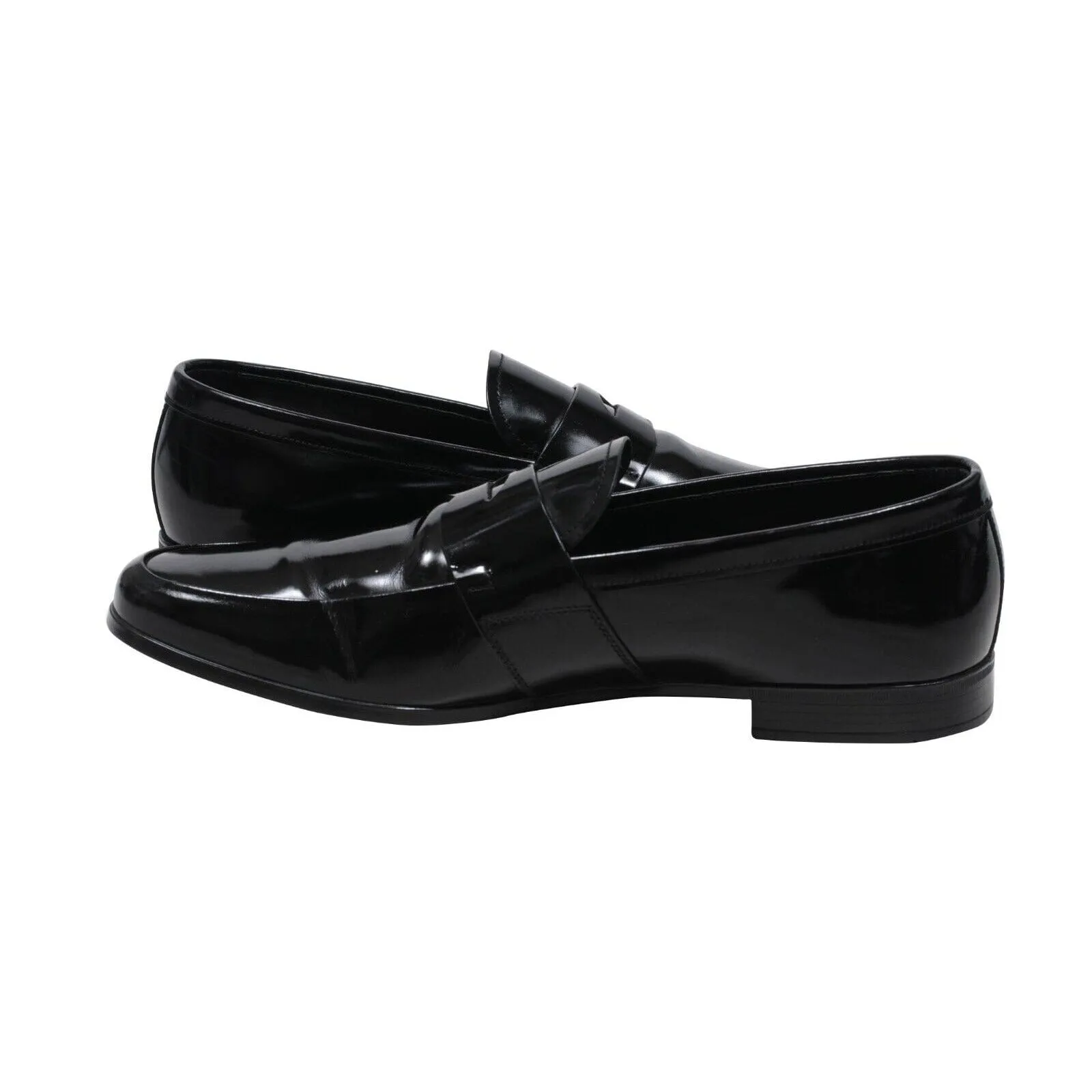 Black Leather Slip On Moccasin Casual Penny Loafers