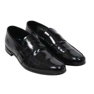 Black Leather Slip On Moccasin Casual Penny Loafers