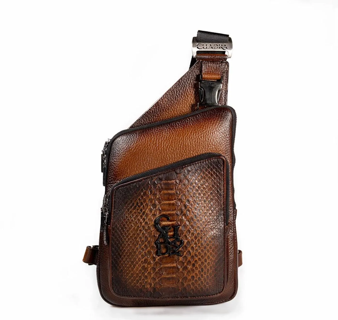 BOC15PI - Cuadra brown casual fashion python crossbody messenger for men / women
