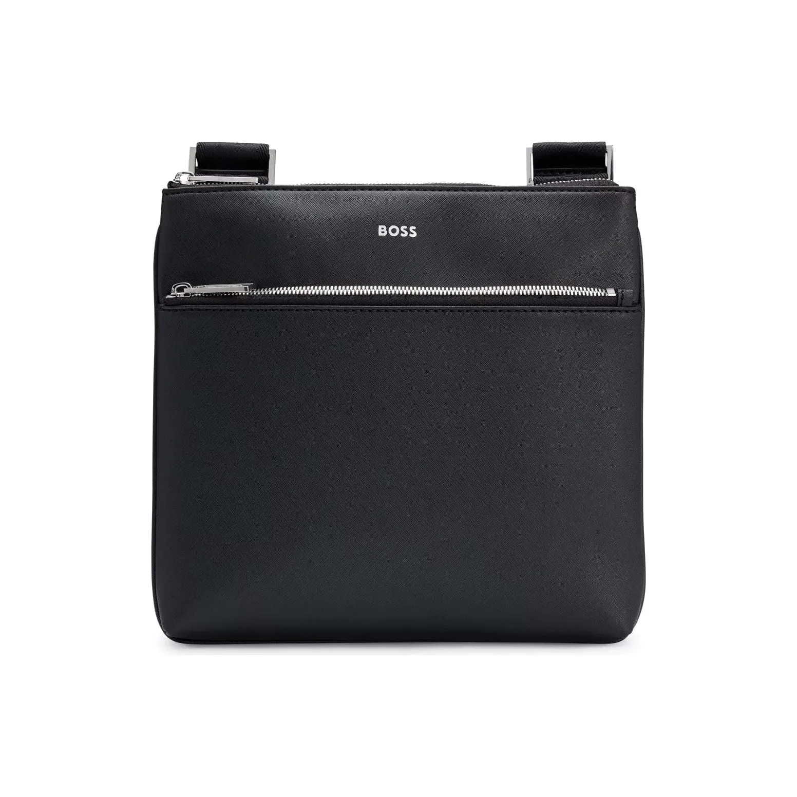 BOSS STRUCTURED-LEATHER ENVELOPE BAG WITH LOGO DETAIL