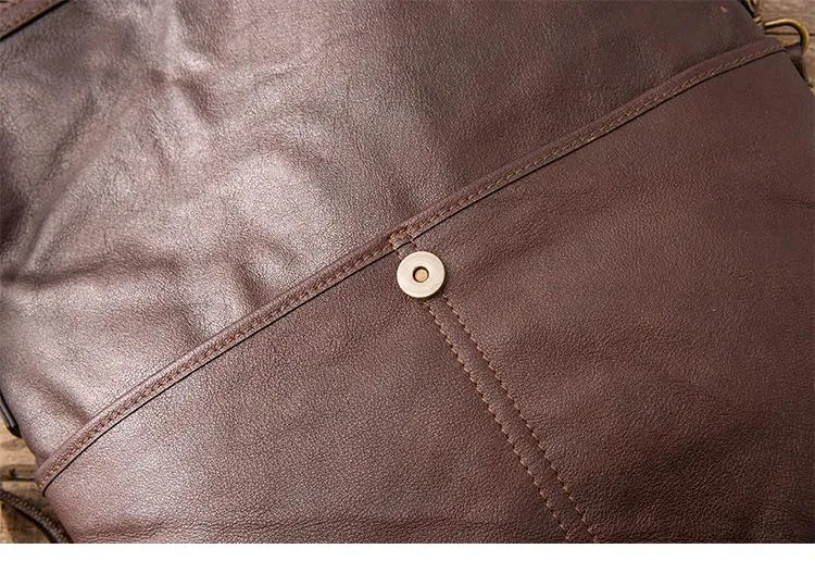 Brown Cool Leather Mens 11 inches Side Bags Messenger Bags Khaki Leather Courier Bag for Men